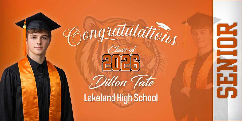Custom Graduation Banner 2x4 | Photo + Name + School Colors | Fast Shipping Included