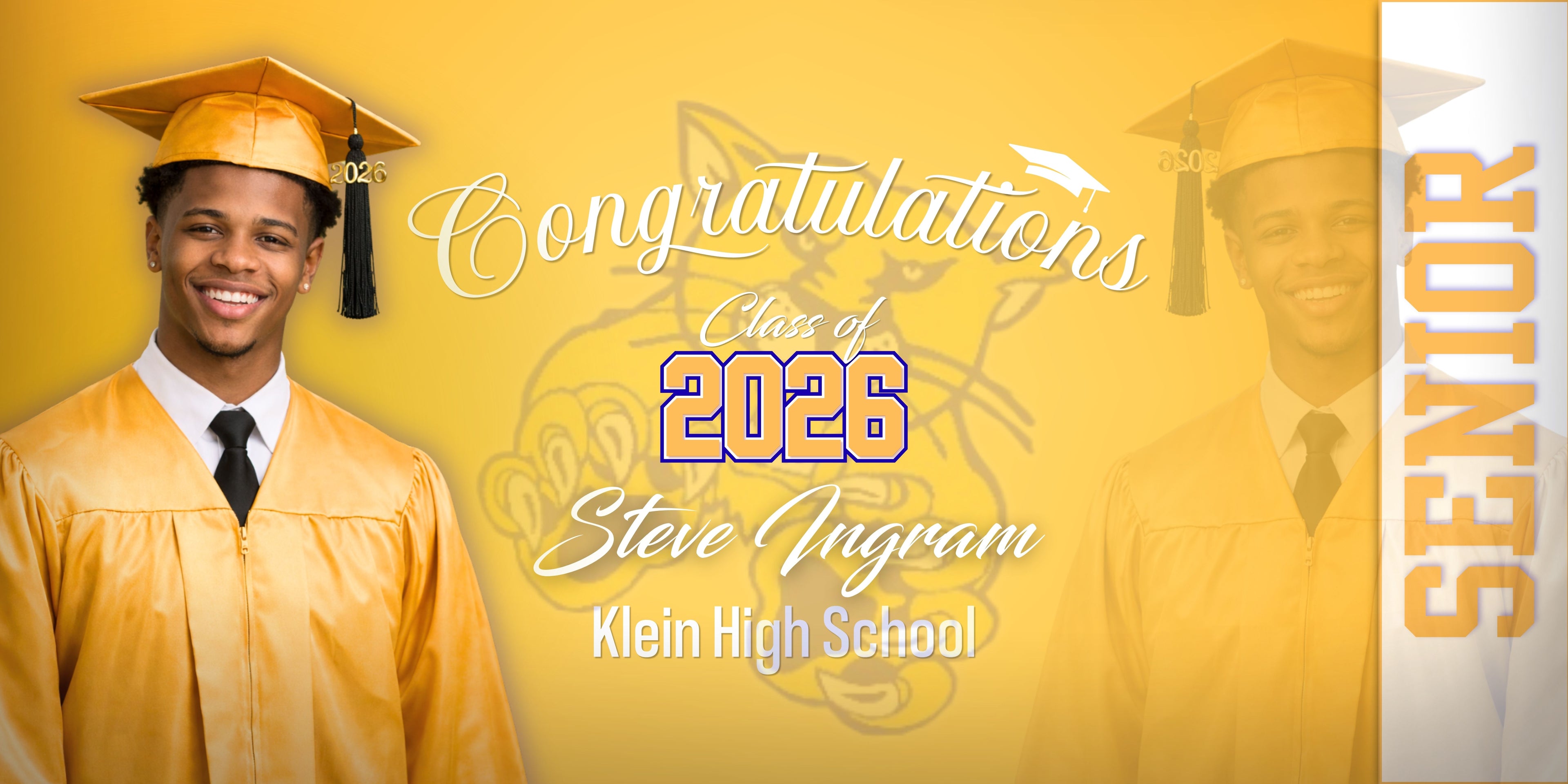 Custom Graduation Banner 2x4 | Photo + Name + School Colors | Fast Shipping Included