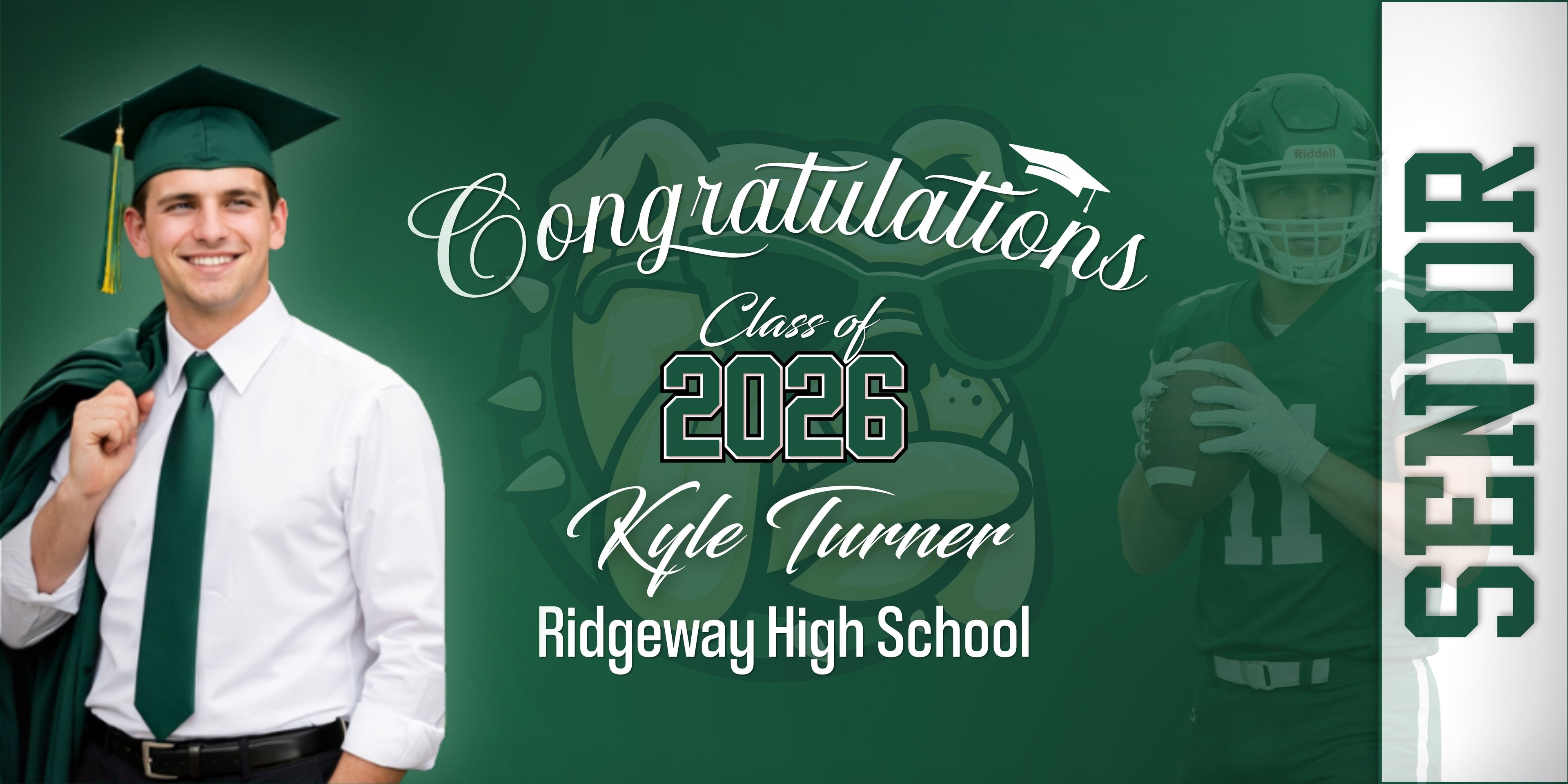 Custom Graduation Banner 2x4 | Photo + Name + School Colors | Fast Shipping Included