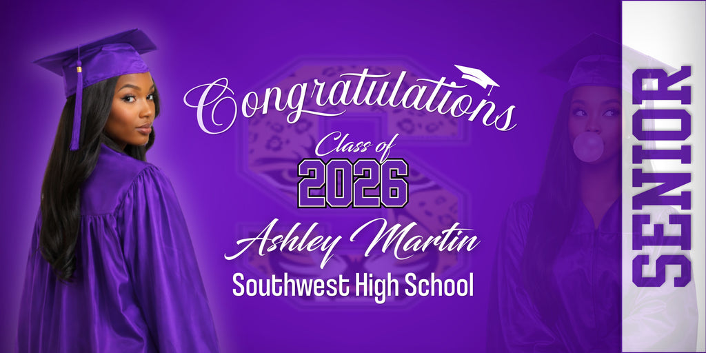 Custom Graduation Banner 2x4 | Photo + Name + School Colors | Fast Shipping Included