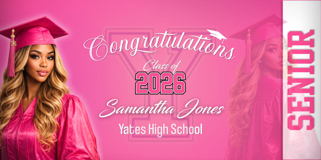 Custom Graduation Banner 2x4 | Photo + Name + School Colors | Fast Shipping Included