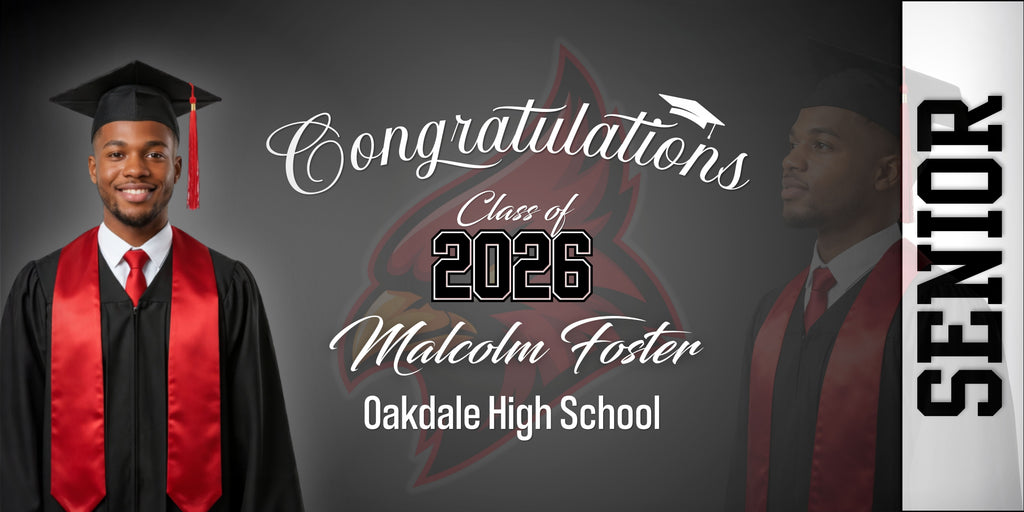 Custom Graduation Banner 2x4 | Photo + Name + School Colors | Fast Shipping Included