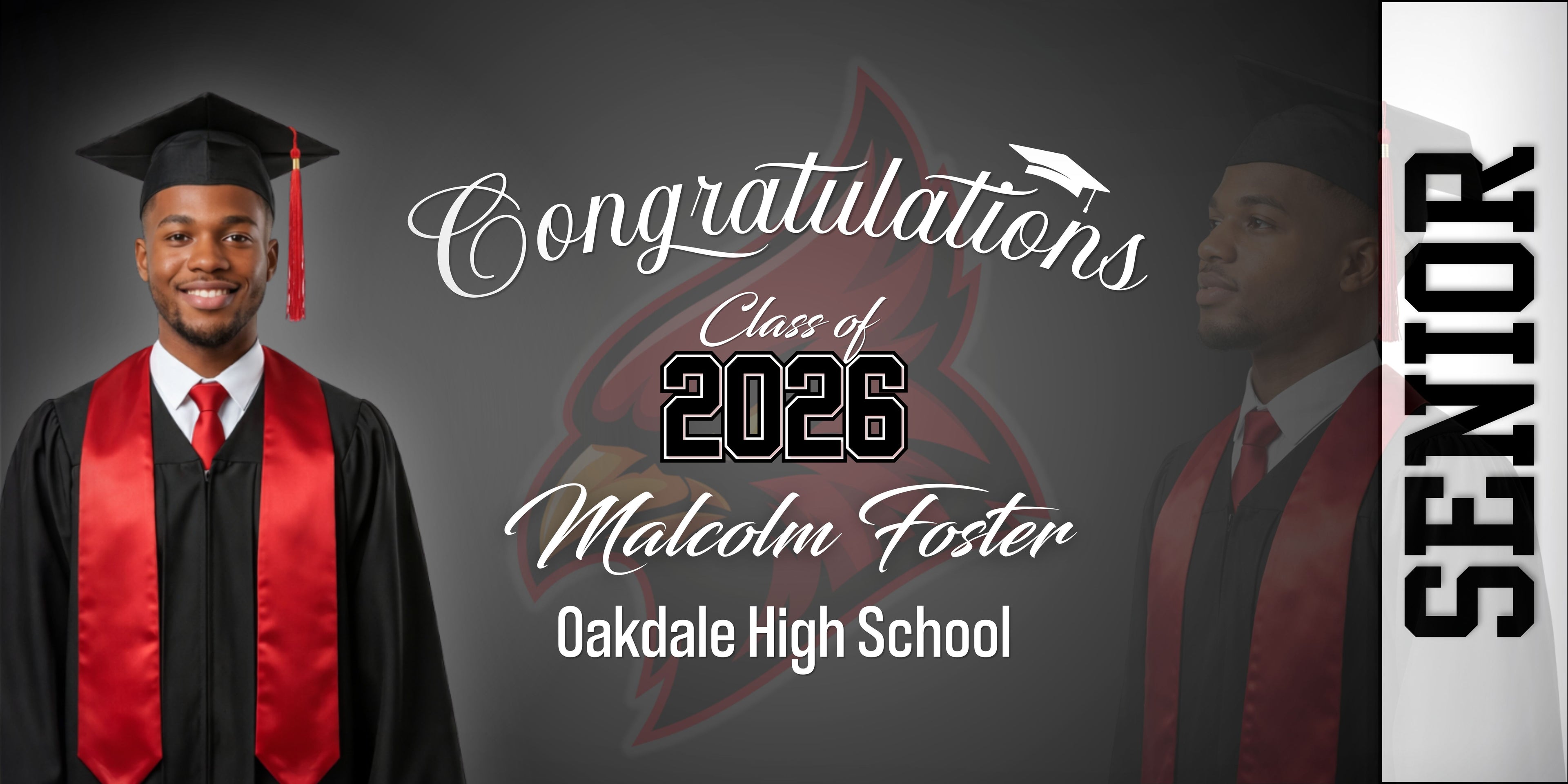 Custom Graduation Banner 2x4 | Photo + Name + School Colors | Fast Shipping Included